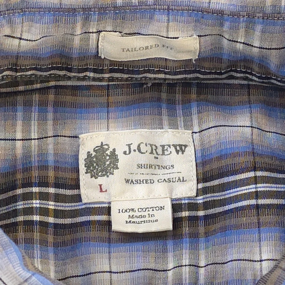 J Crew‎ Shirt Large Tailored Fit Long Sleeve Button Down Multicolor Plaid Cotton
